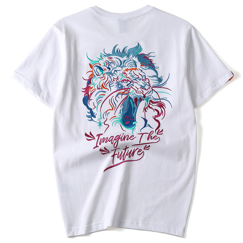 Tiger Head Machine Embroidery Top National Fashion Loose Large Size